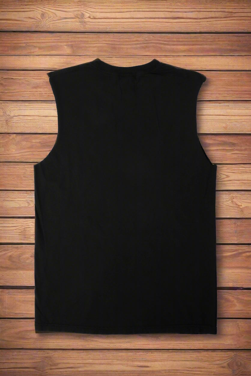 BASED SLEEVELESS MUSCLE TANK TOPS WITH RAW EDGES