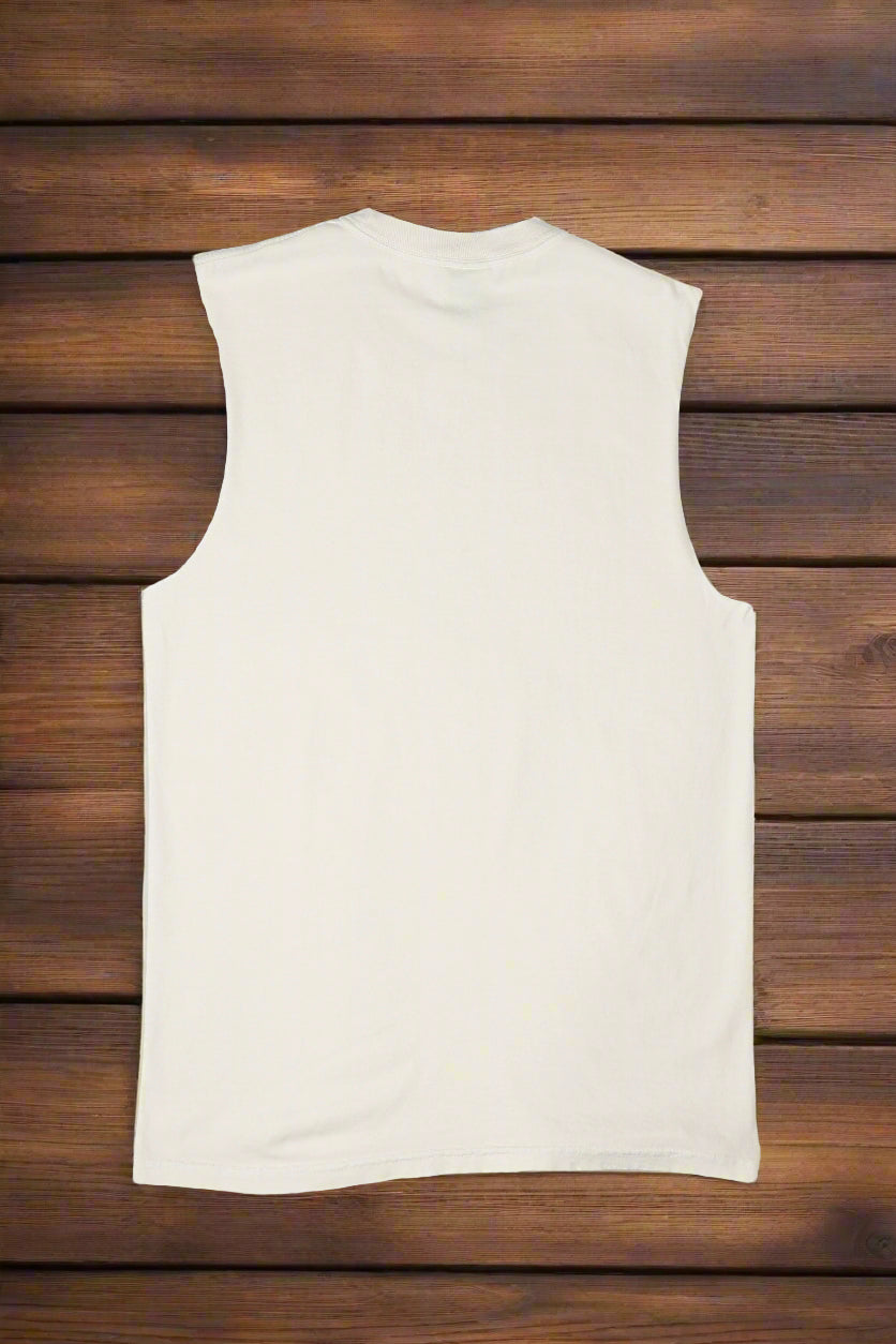 BASED SLEEVELESS MUSCLE TANK TOPS WITH RAW EDGES