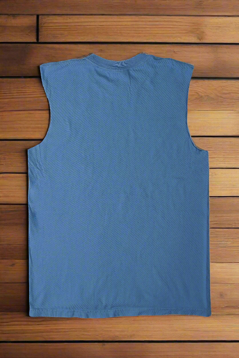 BASED SLEEVELESS MUSCLE TANK TOPS WITH RAW EDGES