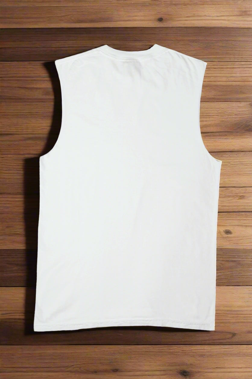 BASED SLEEVELESS MUSCLE TANK TOPS WITH RAW EDGES